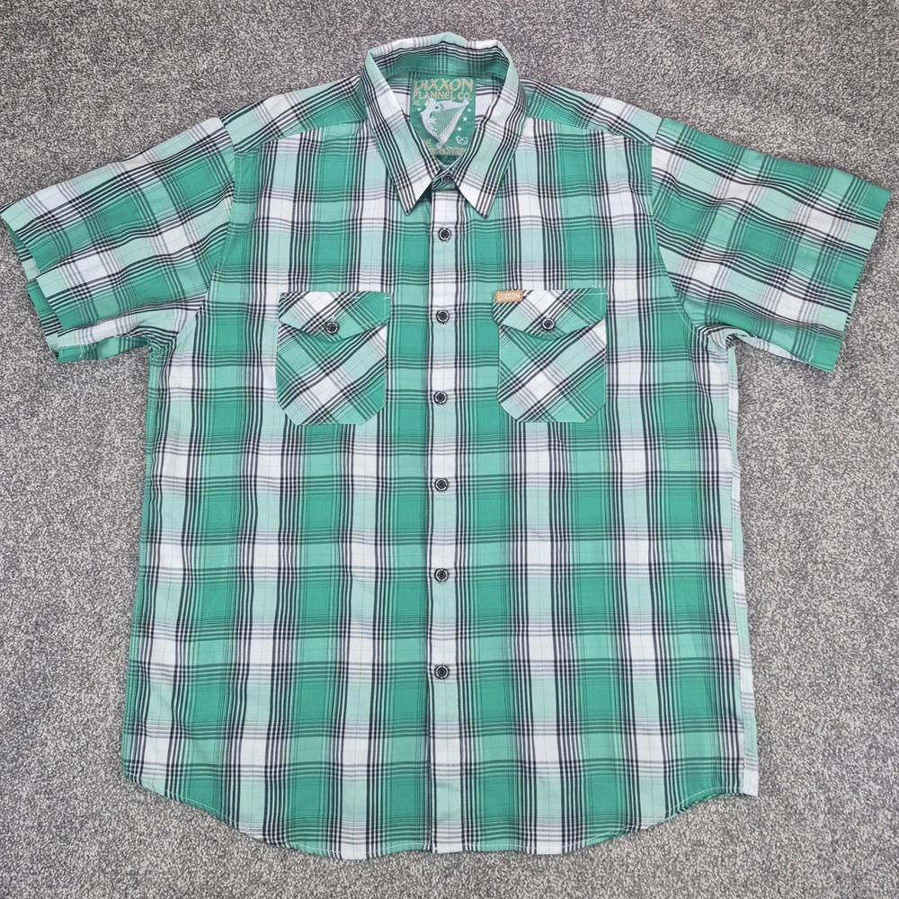 Dixxon Flannel Shirt The Grafton Street Mens XL Green Plaid Bamboo Short Sleeve